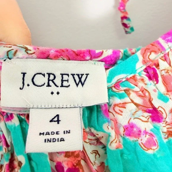 J Crew Womens Floral Paisley Ruffle Tiered Midi Sundress Green Pink 4 - Picture 5 of 10